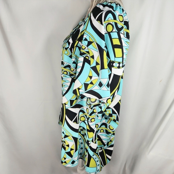 Maggie Barnes Multicolored On/Off Shoulder Button Accent Short Sleeve Tunic 2X - Picture 5 of 9